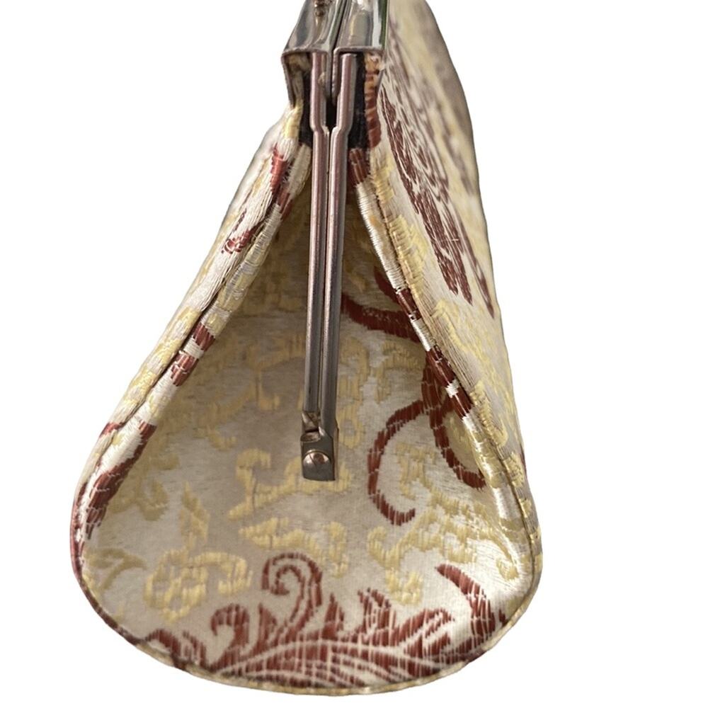 Vintage Style Damask Print Silk Yellow Clutch/ Mini Bag - Picture 10 of 10